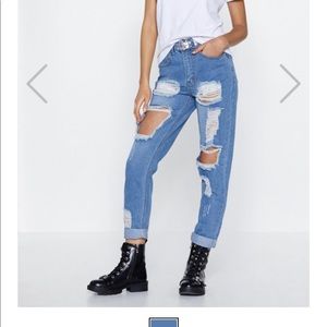 NASTY GAL Ripped Mom Jeans